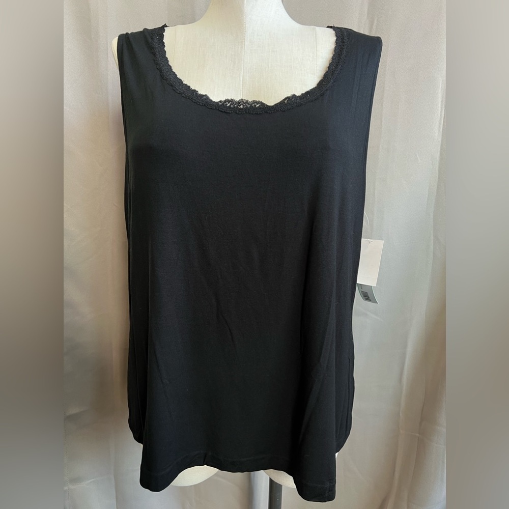 NWT Semantiks Black Lace Trim Tank Top Size 3X